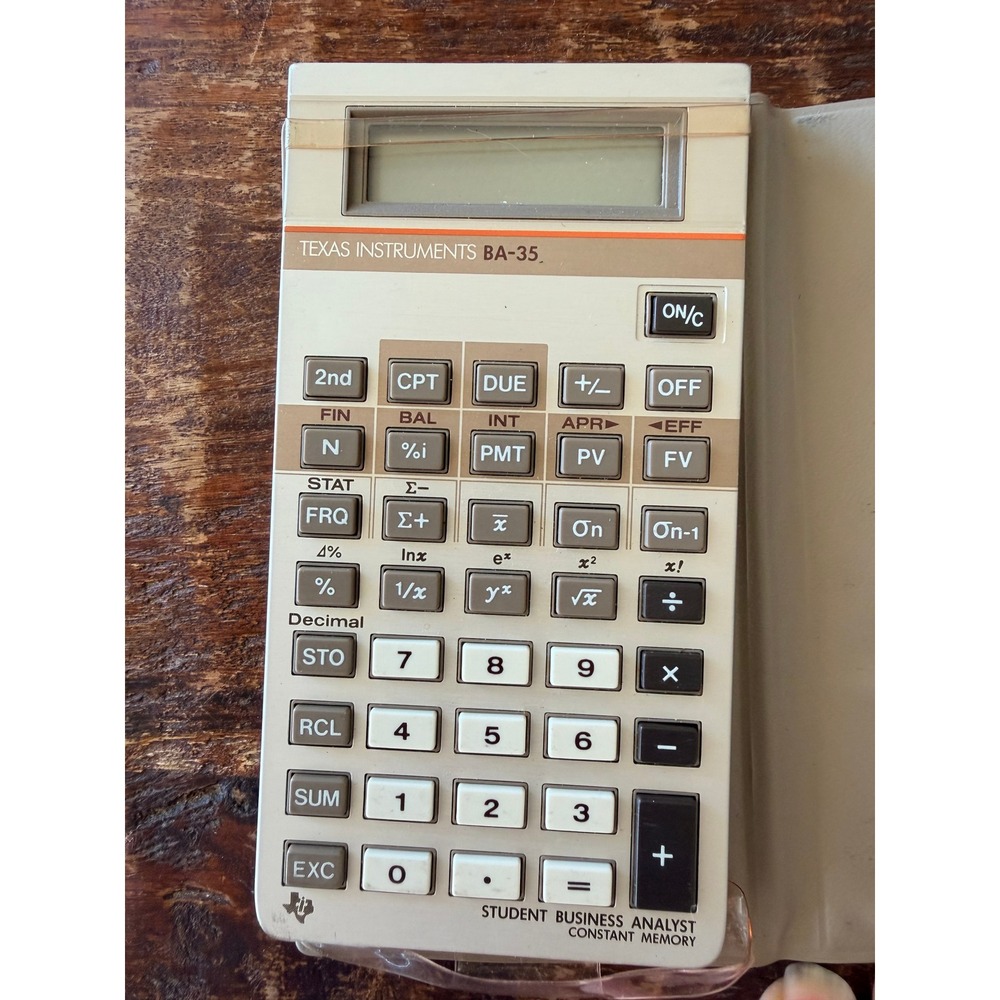 Texas Instruments BA-35 Calculator OS Beige Good Vintage Business Analyst Retro